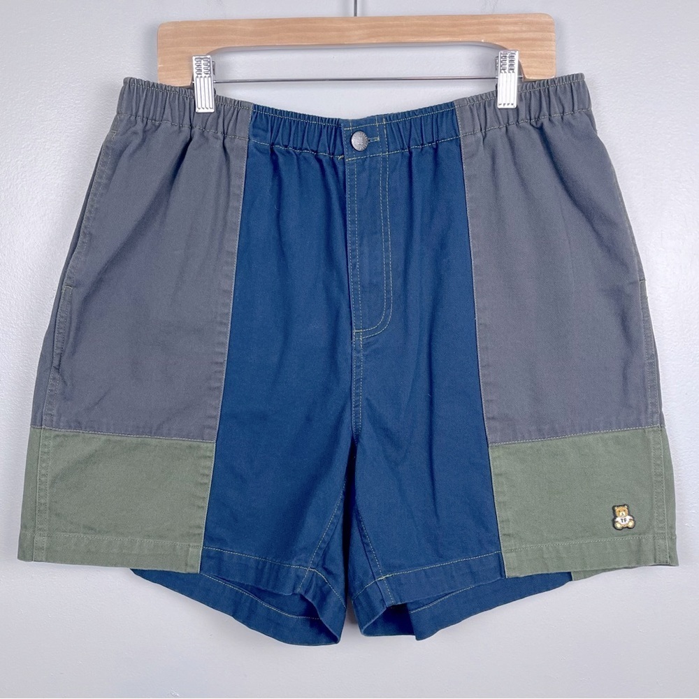 Teddy Fresh Men's 100% Cotton Elastic Waist Color Block Shorts Size XL; 90s, Y2K
